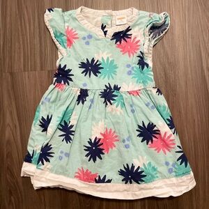 Gymboree Green and Pink Ruffled A-line Sundress with floral pattern size 2T
